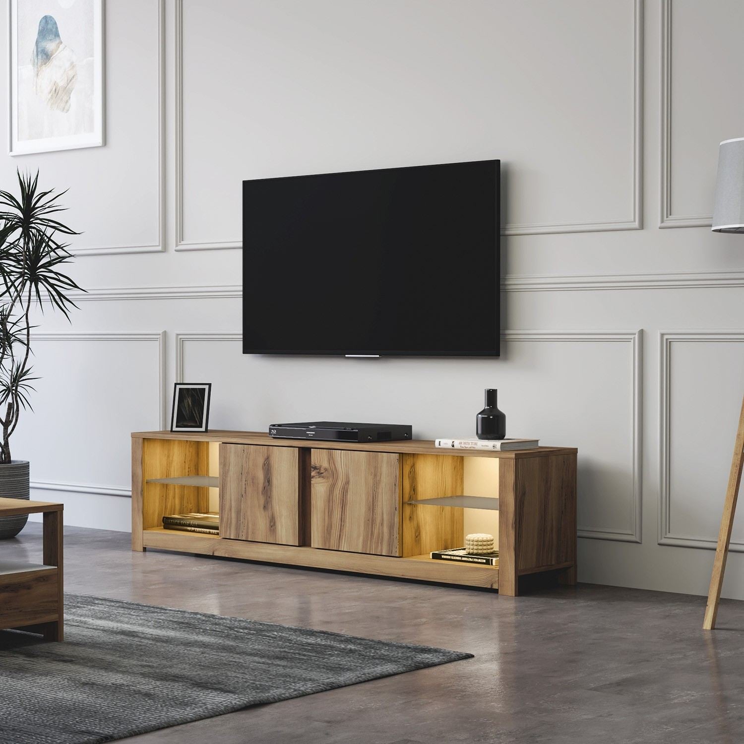 Móvel de TV – 180 cm x 45 cm x 35 cm – Carvalho – Painel de partículas