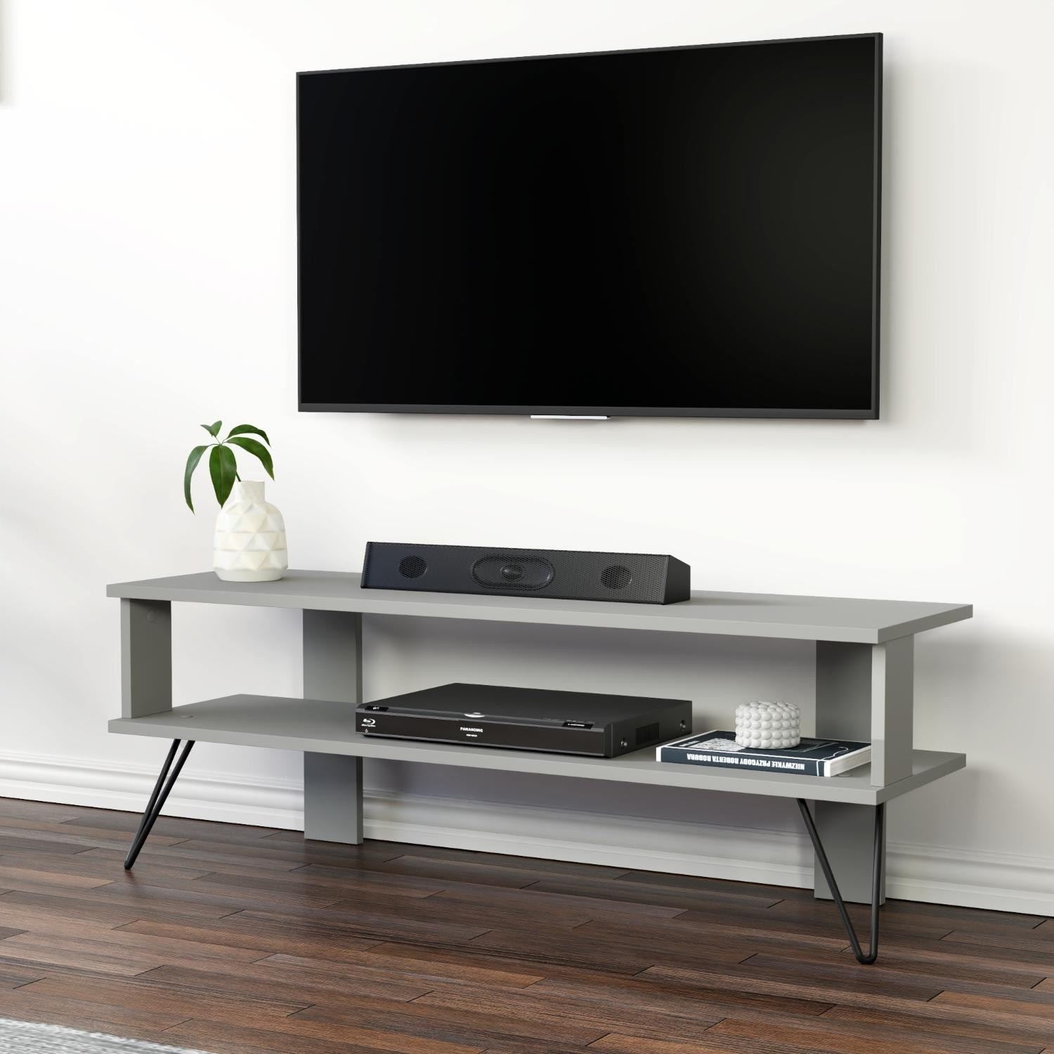 Móvel de TV – 120cm x 42cm x 35cm – Cinza – Painel de partículas revestido a melamina