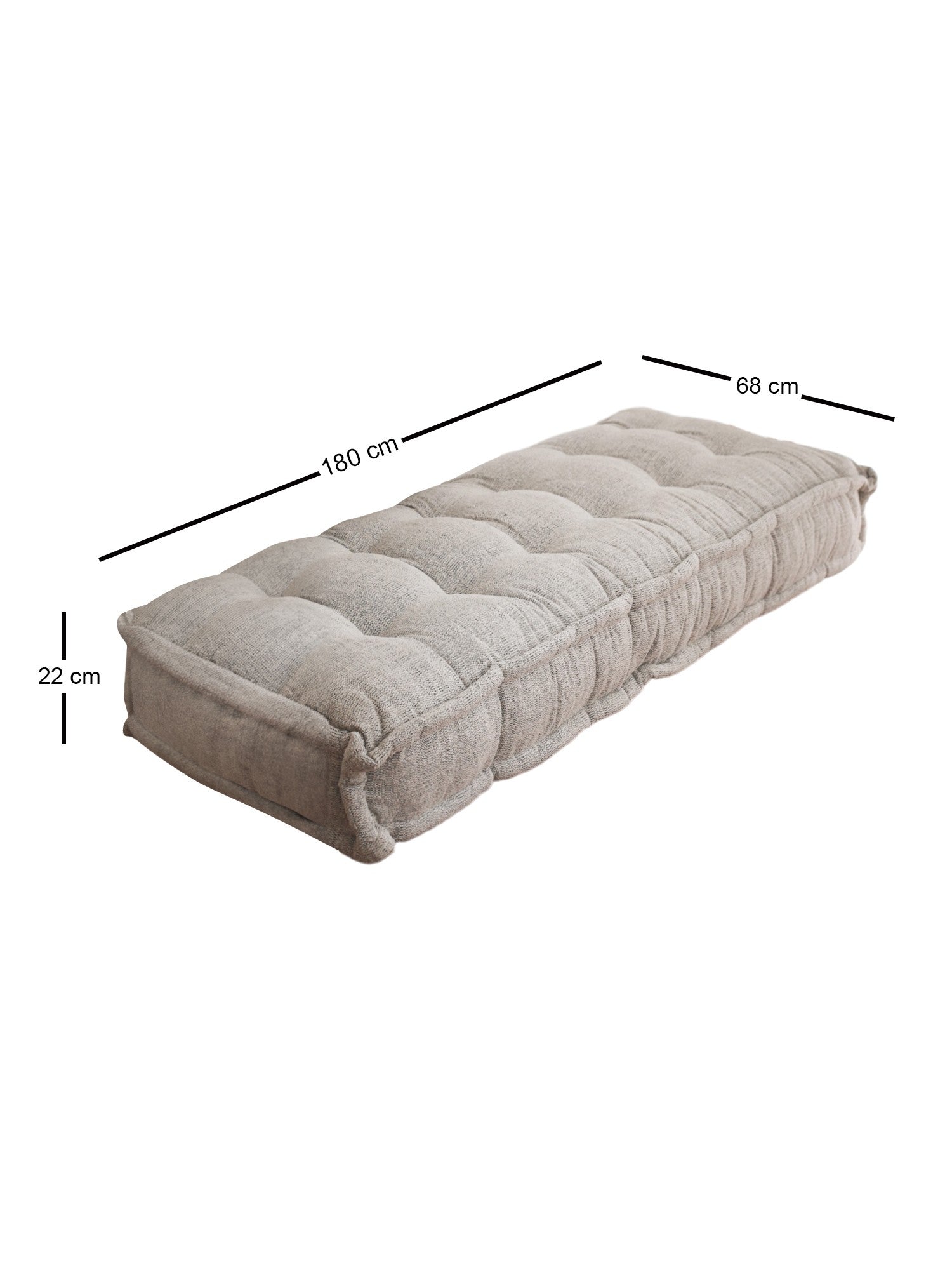 Almofada de Peluche – 180cm x 22cm x 68cm – Cinza – Tecido 100% TEDDY