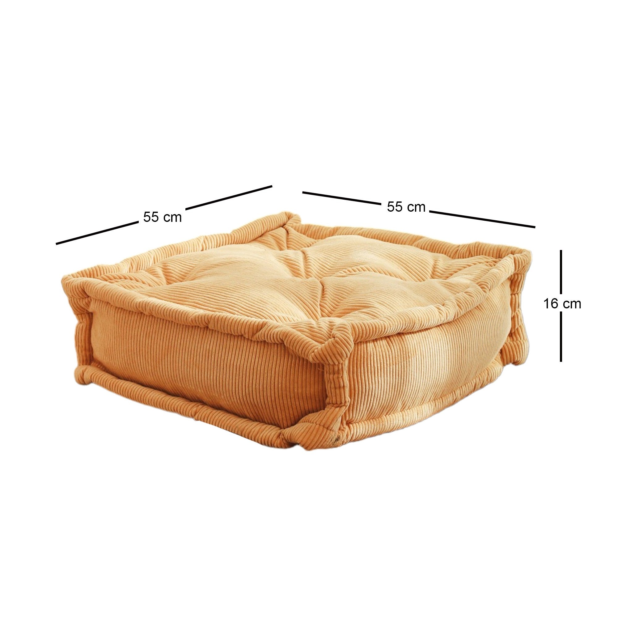 Almofada de Veludo – 55 cm x 16 cm x 55 cm – Amarelo – 100% Veludo
