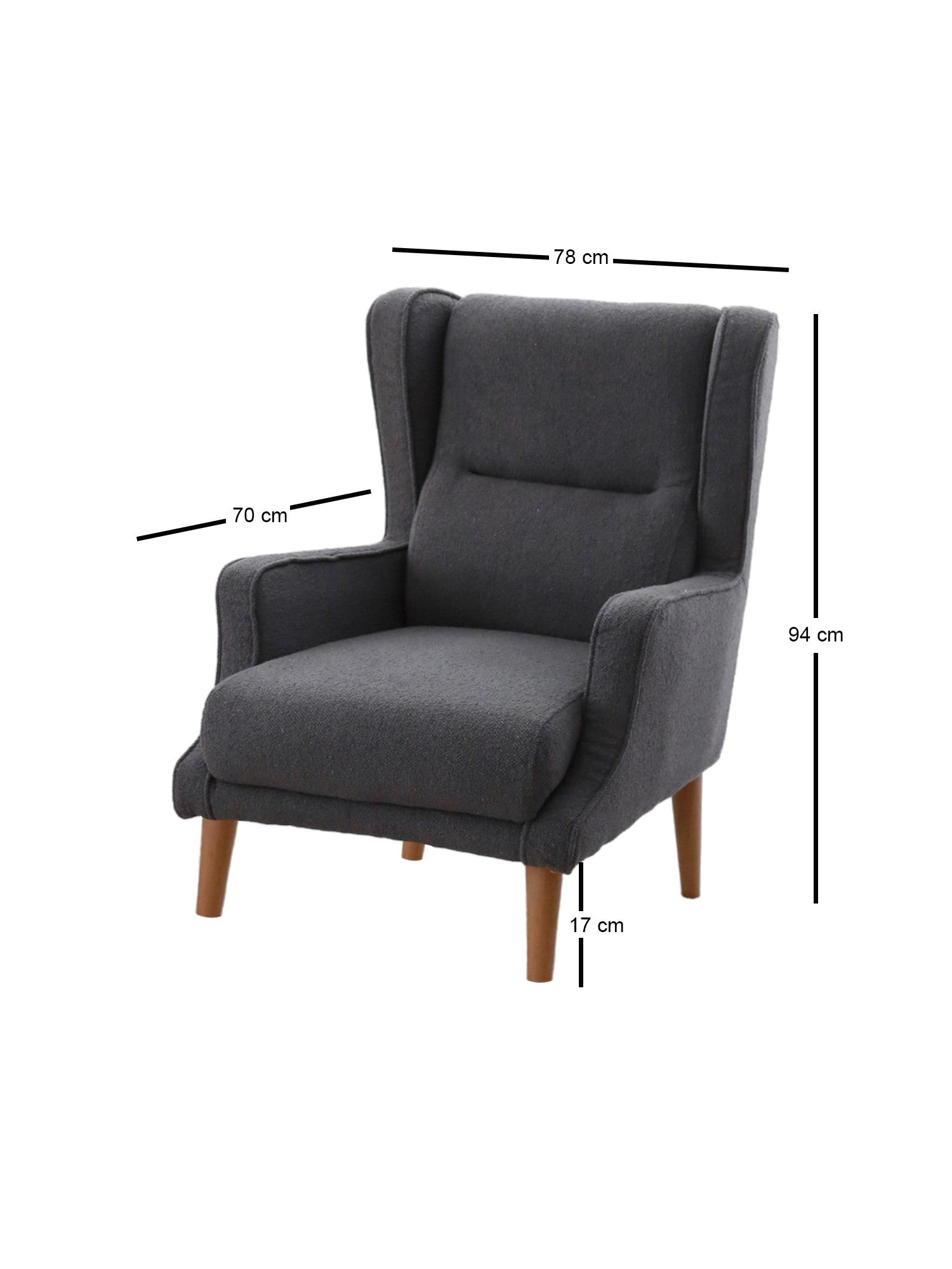 Poltrona Elegante, Cor Fume, 78 x 94 x 70 cm | Estrutura 100% Madeira, Tecido Teddy Macio | Perfeita para Sala de Estar e Espaços Aconchegantes, Conforto e Estilo