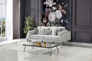 Sofá de 3 lugares – 232 x 100 x 88 cm – cinza – veludo