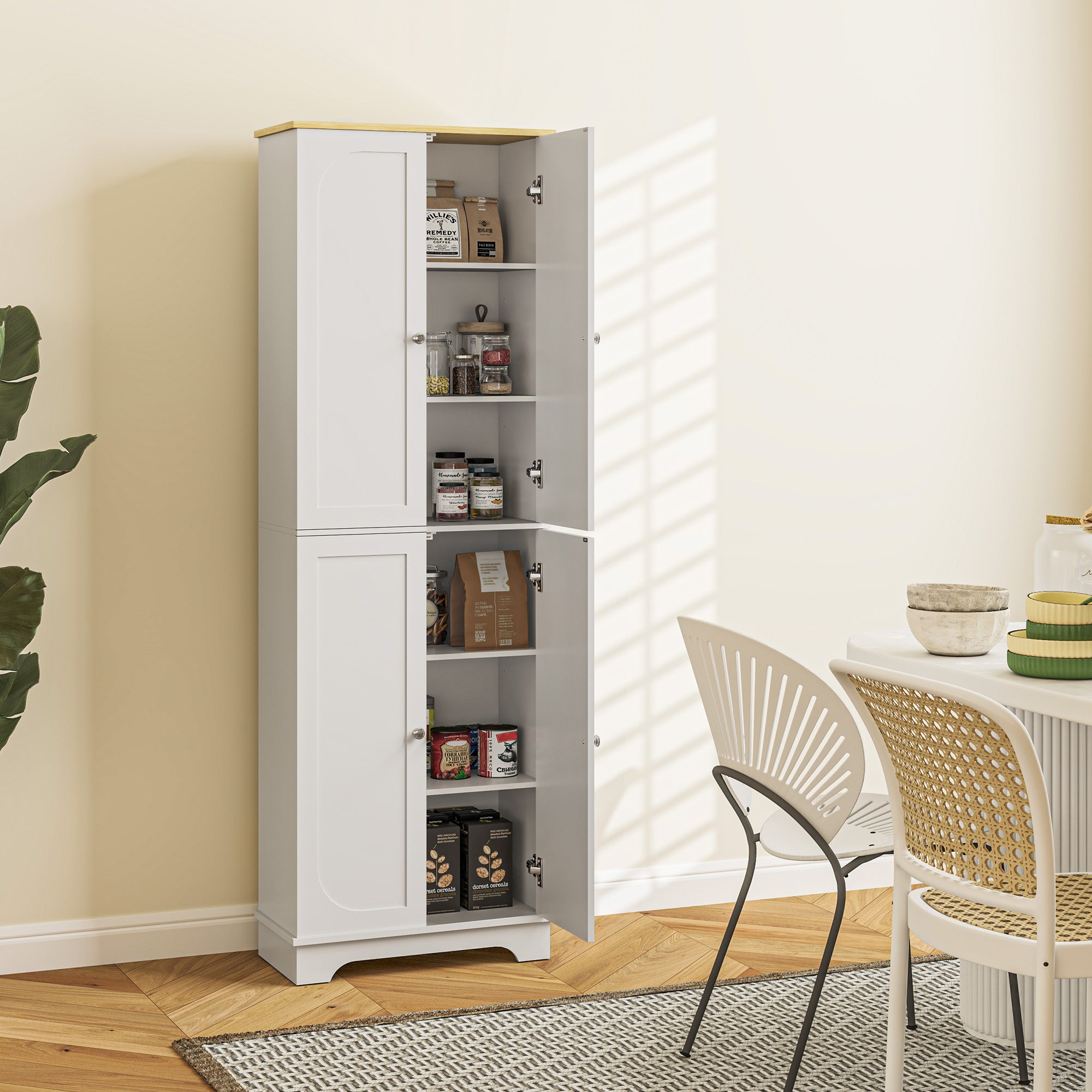 Armário de Cozinha Alto – 60x30x183 cm – Branco – Melamina de madeira e MDF