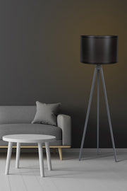 Candeeiro de Pé – 145 cm de Altura – Preto e Cinza – MDF