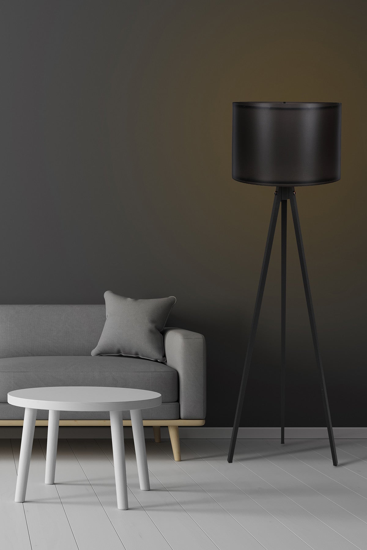 Candeeiro de Pé – 145 cm – Preto – MDF