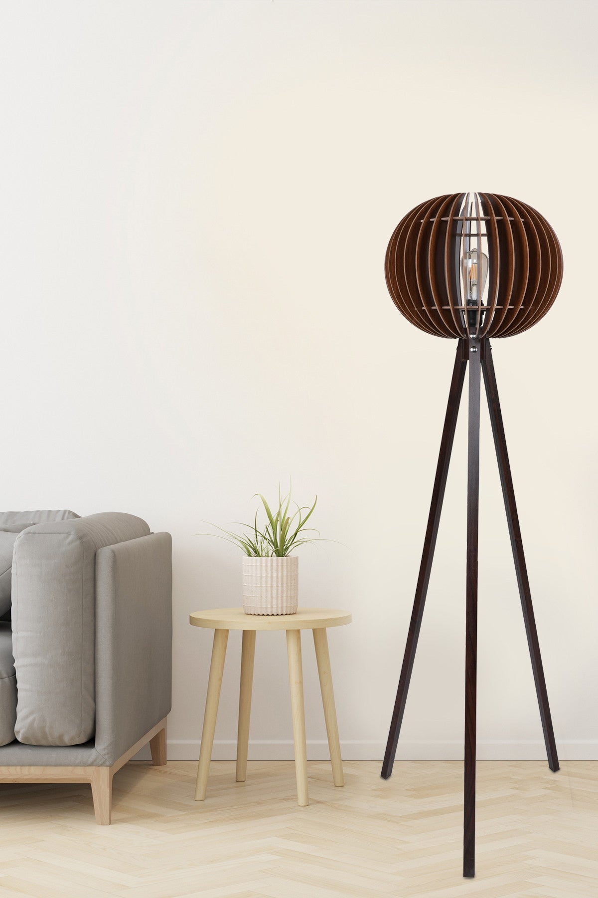 Candeeiro de Pé – 145cm – Noz – MDF