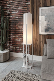Candeeiro de Pé – 160 cm – Branco – Aglomerado, MDF, Tecido