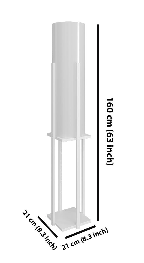 Candeeiro de Pé – 160 cm – Branco – Aglomerado, MDF, Tecido
