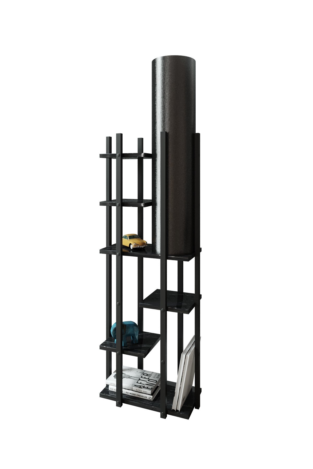 Candeeiro de Pé – 160 cm – Preto – Aglomerado de Partículas, MDF e Tecido