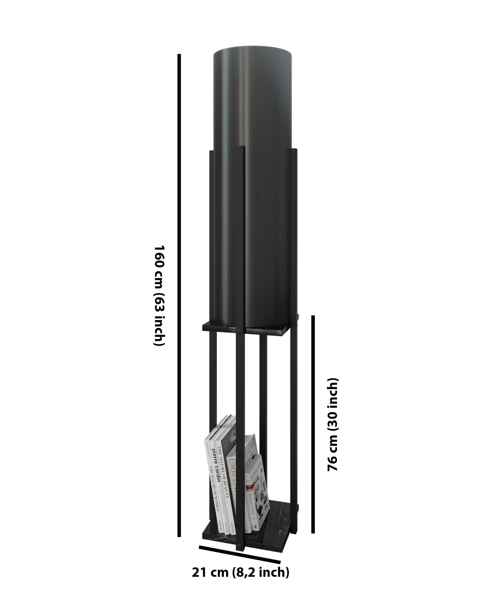 Candeeiro de Pé – 160 cm – Preto – Aglomerado de partículas e MDF