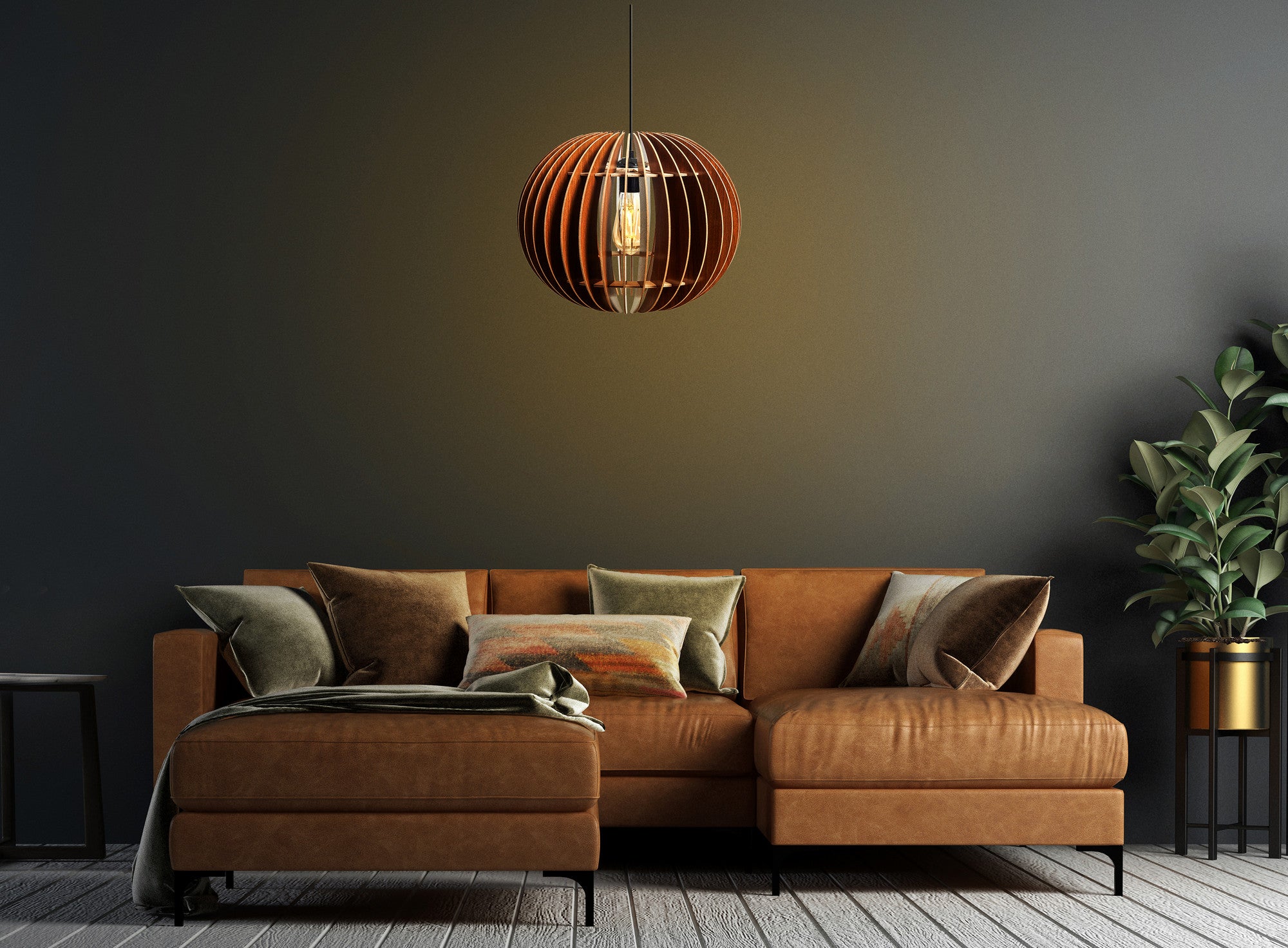 Candeeiro de Teto – 70 cm – Noz – MDF