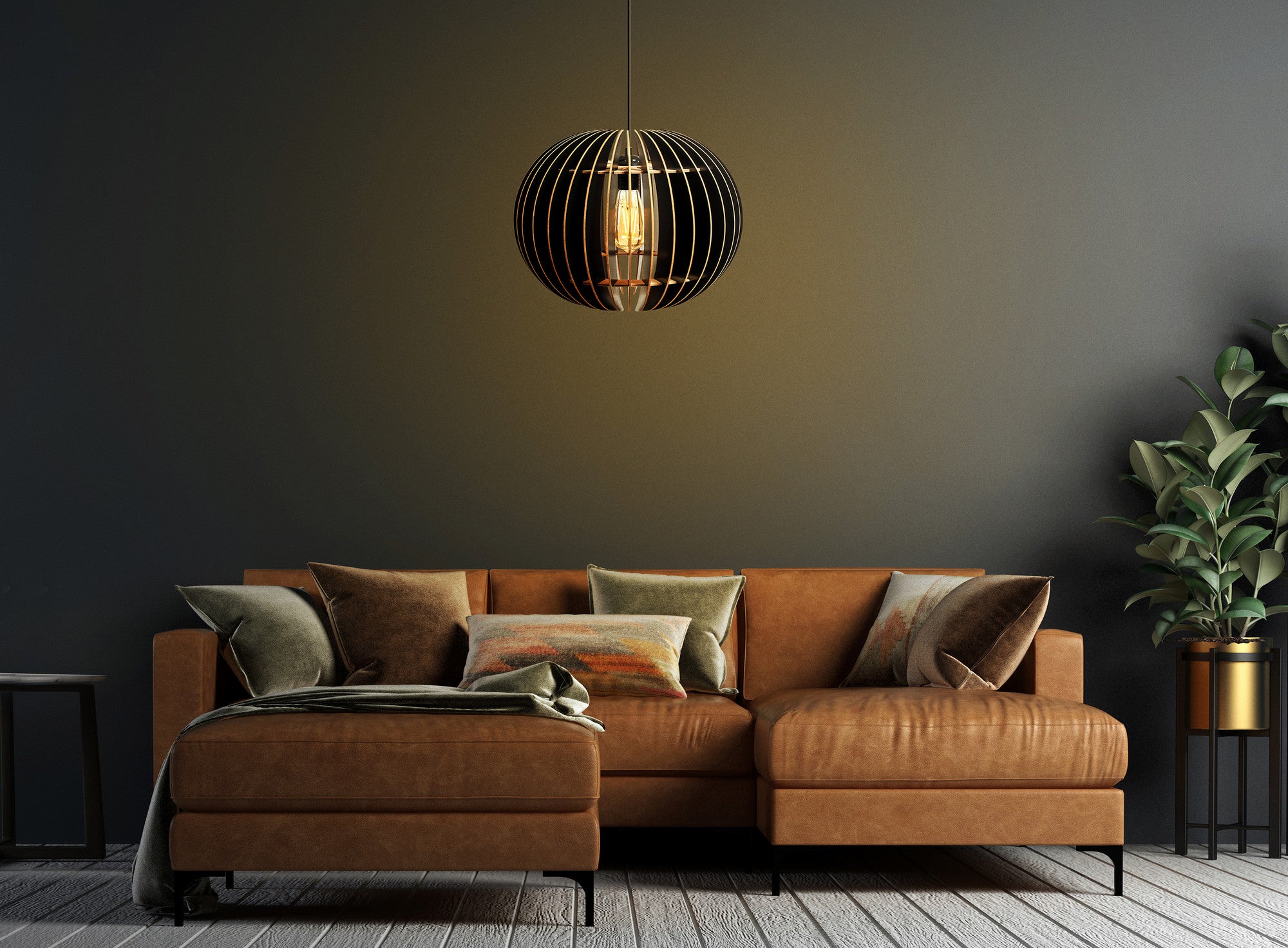 Candeeiro de Teto – 70 cm – Preto – MDF