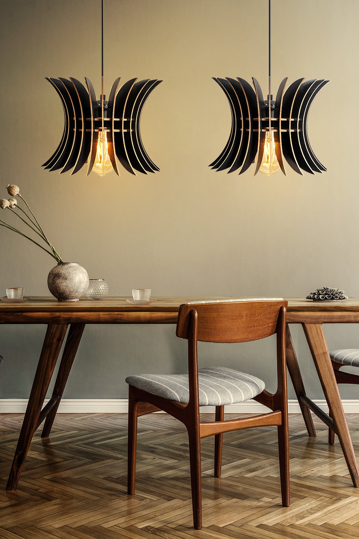 Candeeiro de Teto – 55 cm – Preto – MDF