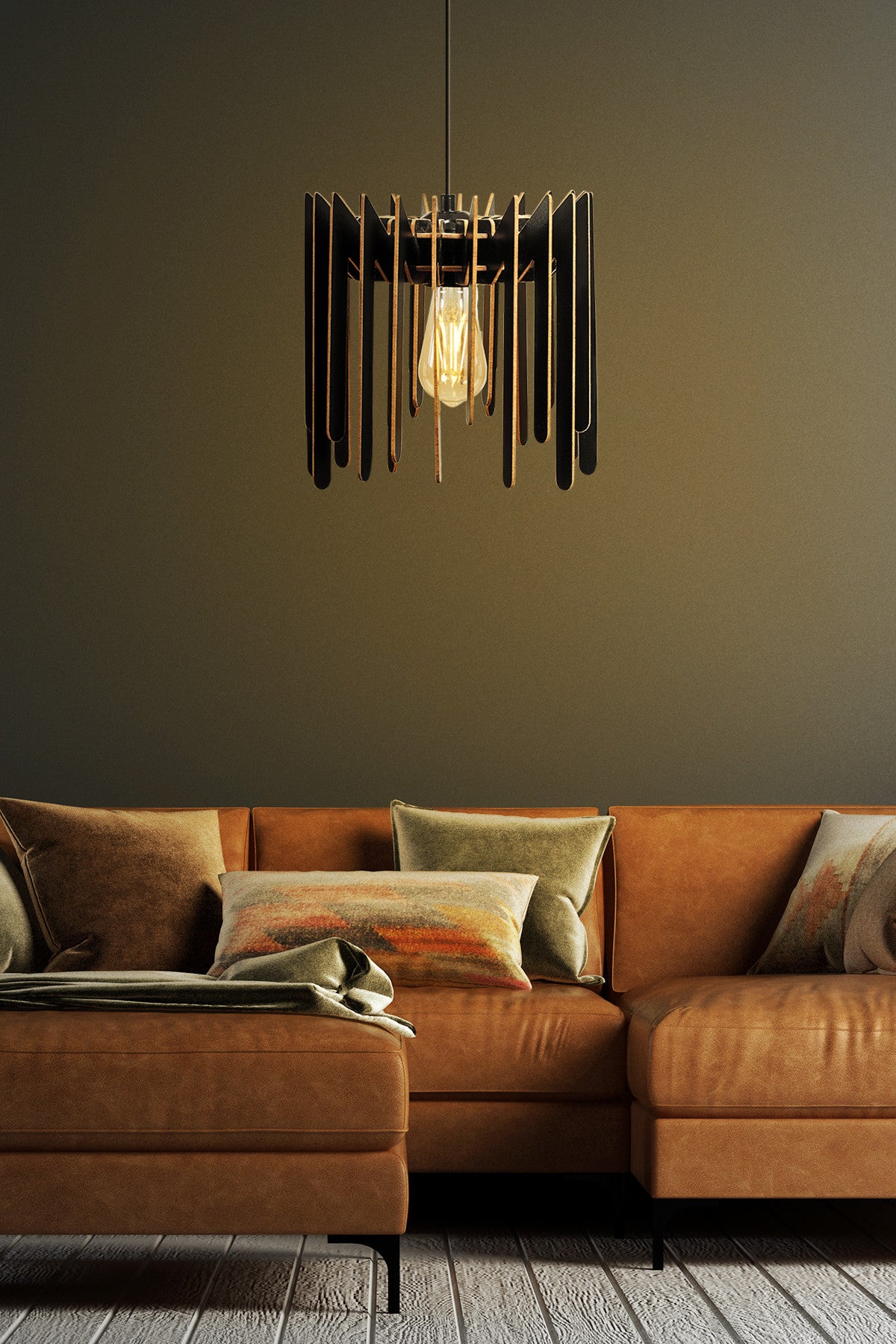 Candeeiro de Teto – 65 cm – Preto – MDF