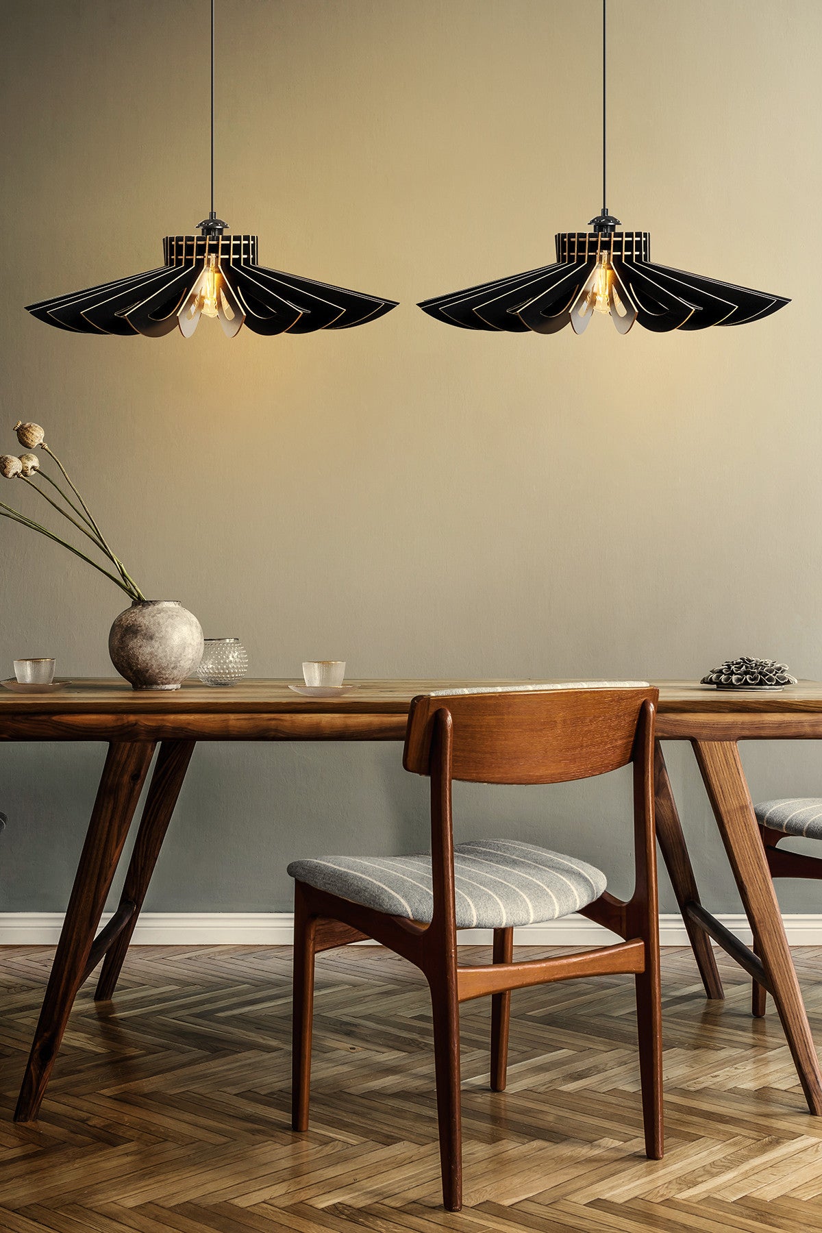 Candeeiro de Teto – 45 cm – Preto – MDF