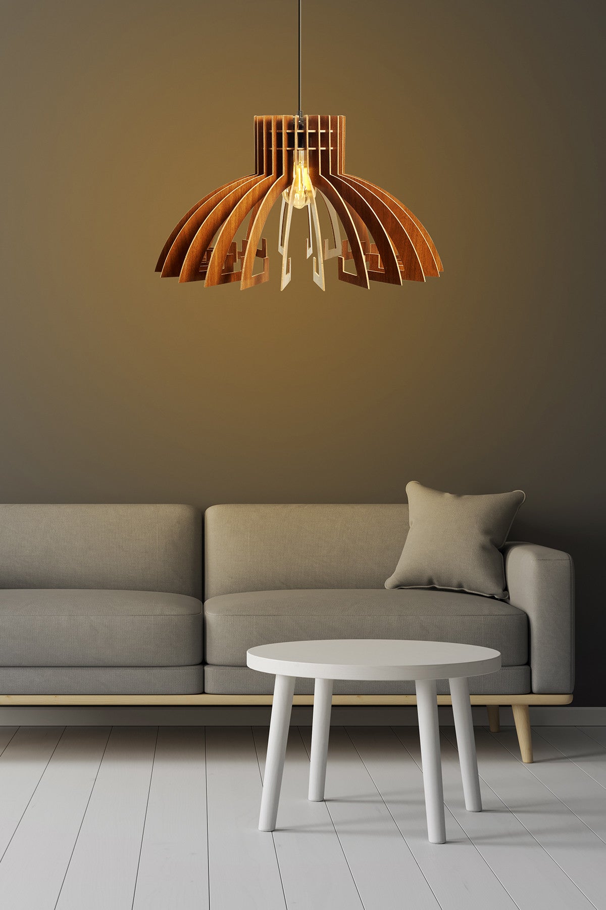Candeeiro de Teto – 65 cm – Noz – MDF