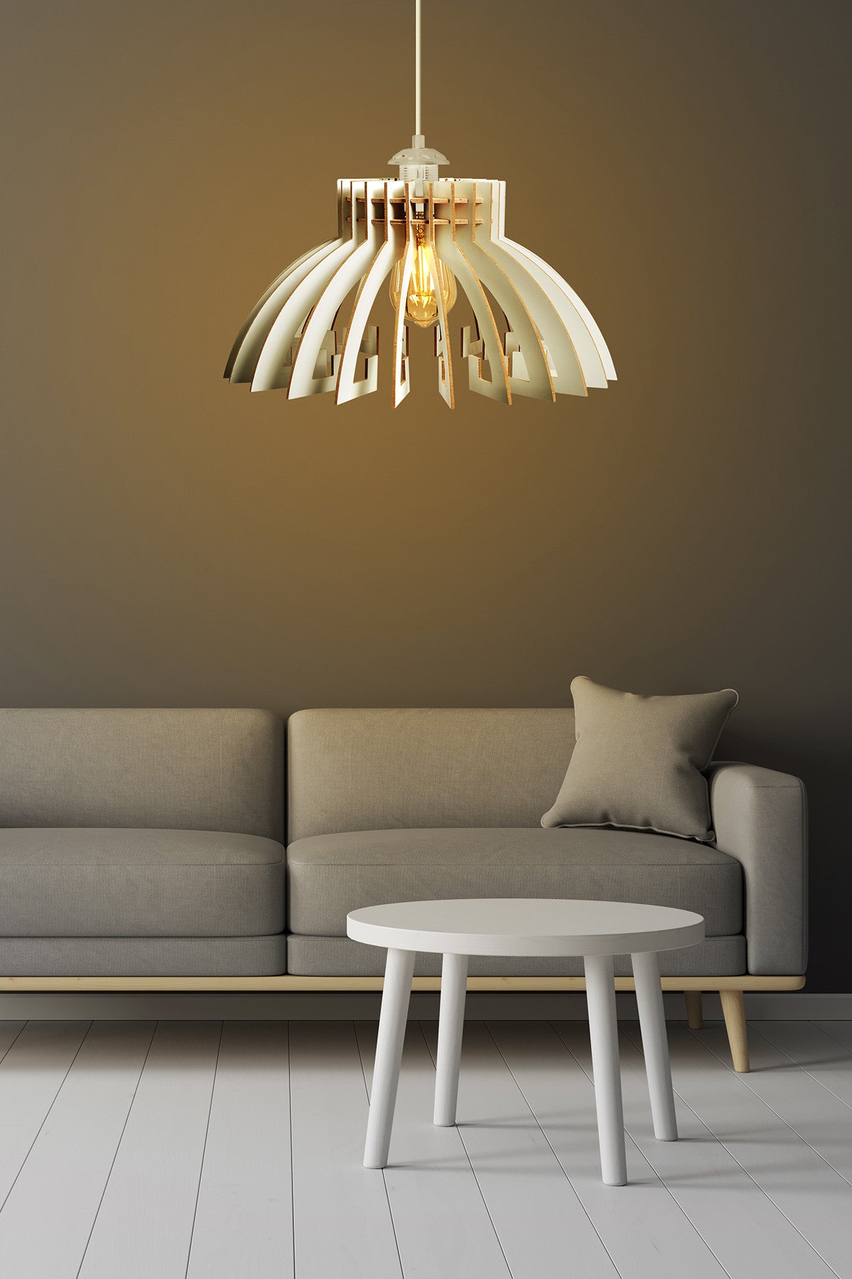 Candeeiro de Teto – 30cm x 54cm – Branco – MDF