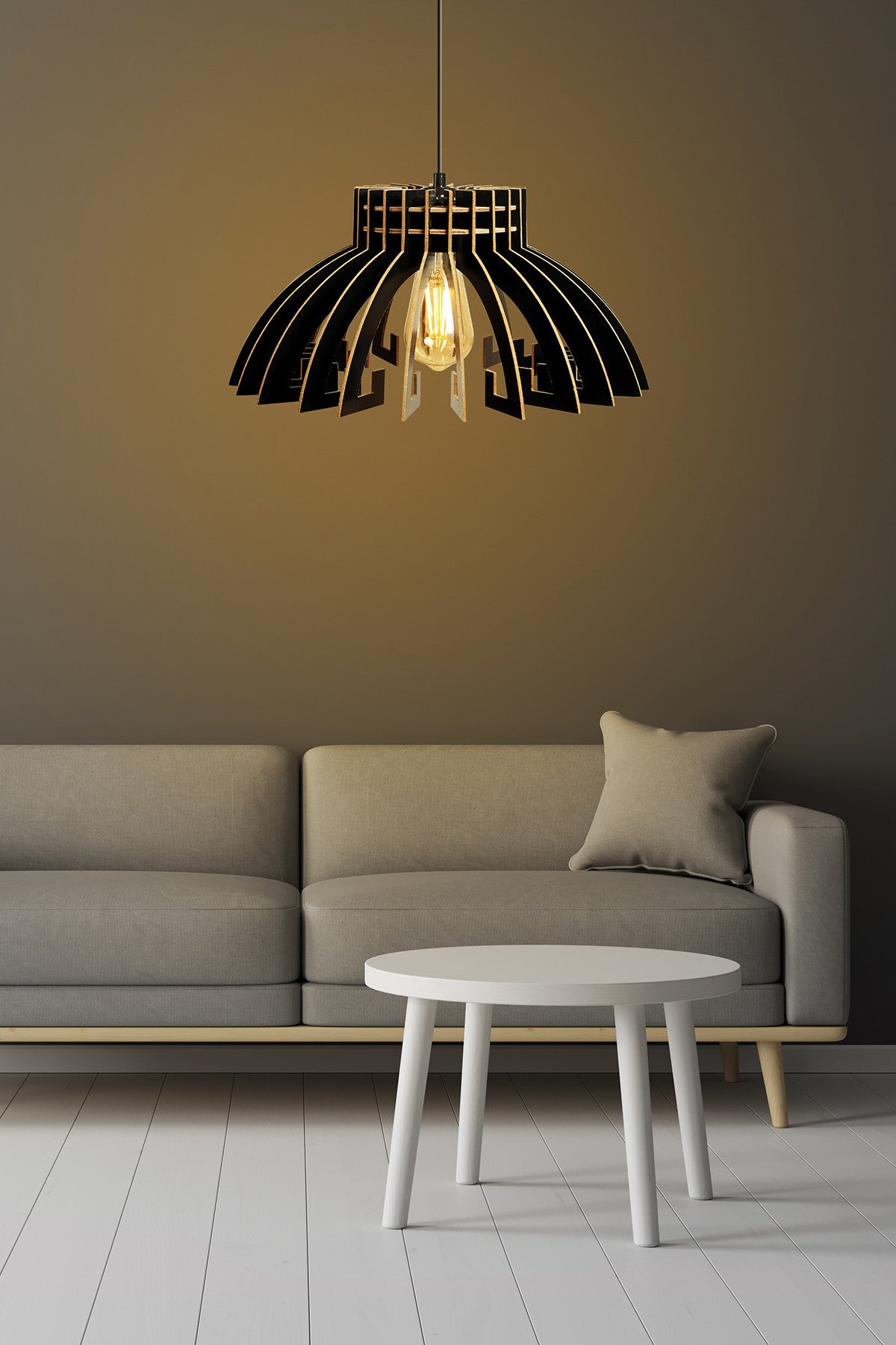 Candeeiro de Teto – 65 cm – Preto – MDF