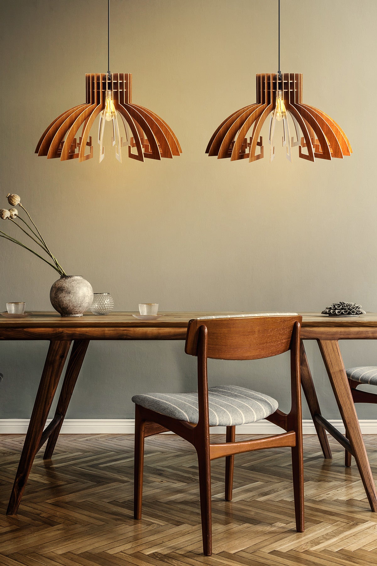 Candeeiro de Teto - 55 cm - Noz - MDF