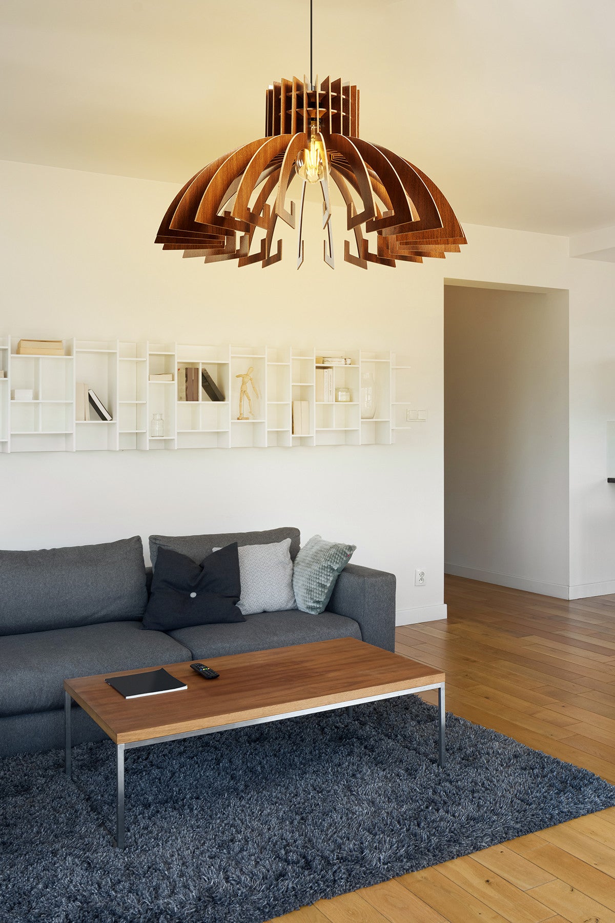 Candeeiro de Teto - 55 cm - Noz - MDF