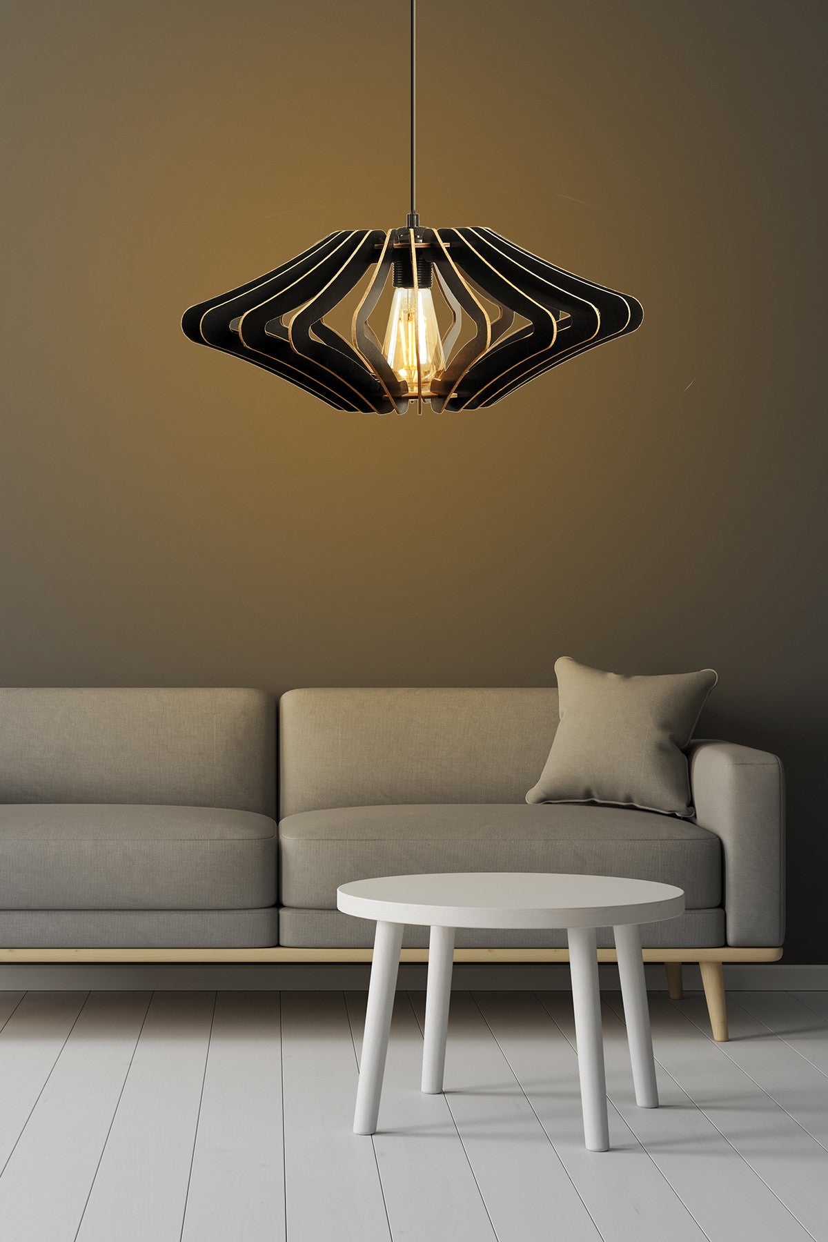 Candeeiro de Teto – 55 cm – Preto – MDF