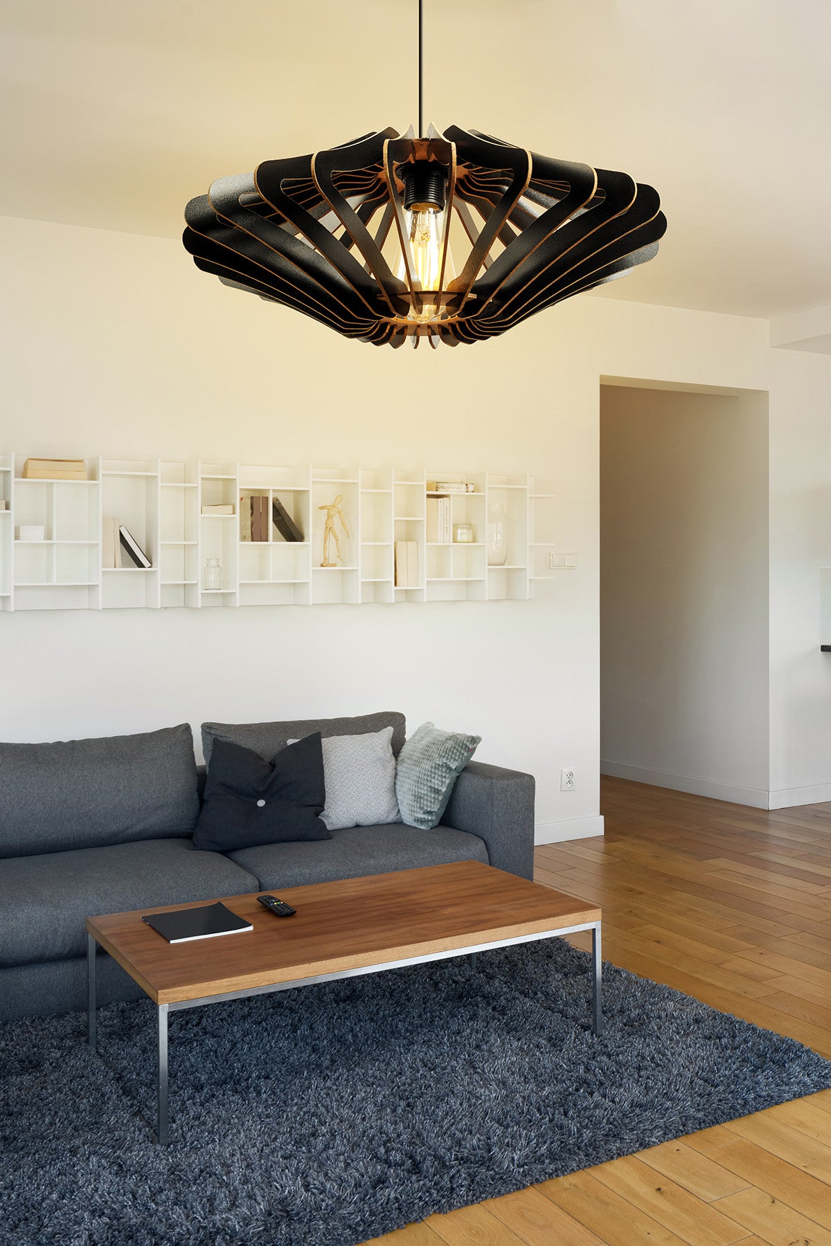 Candeeiro de Teto – 55 cm – Preto – MDF