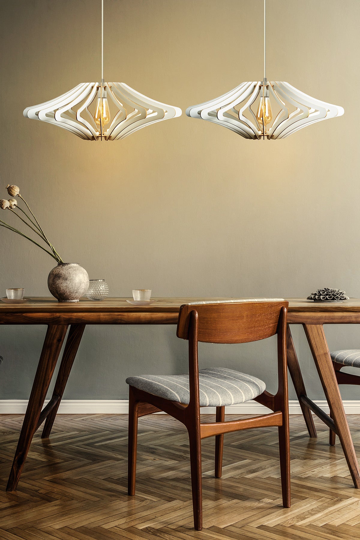 Candeeiro de Teto – 55 cm – Branco – MDF