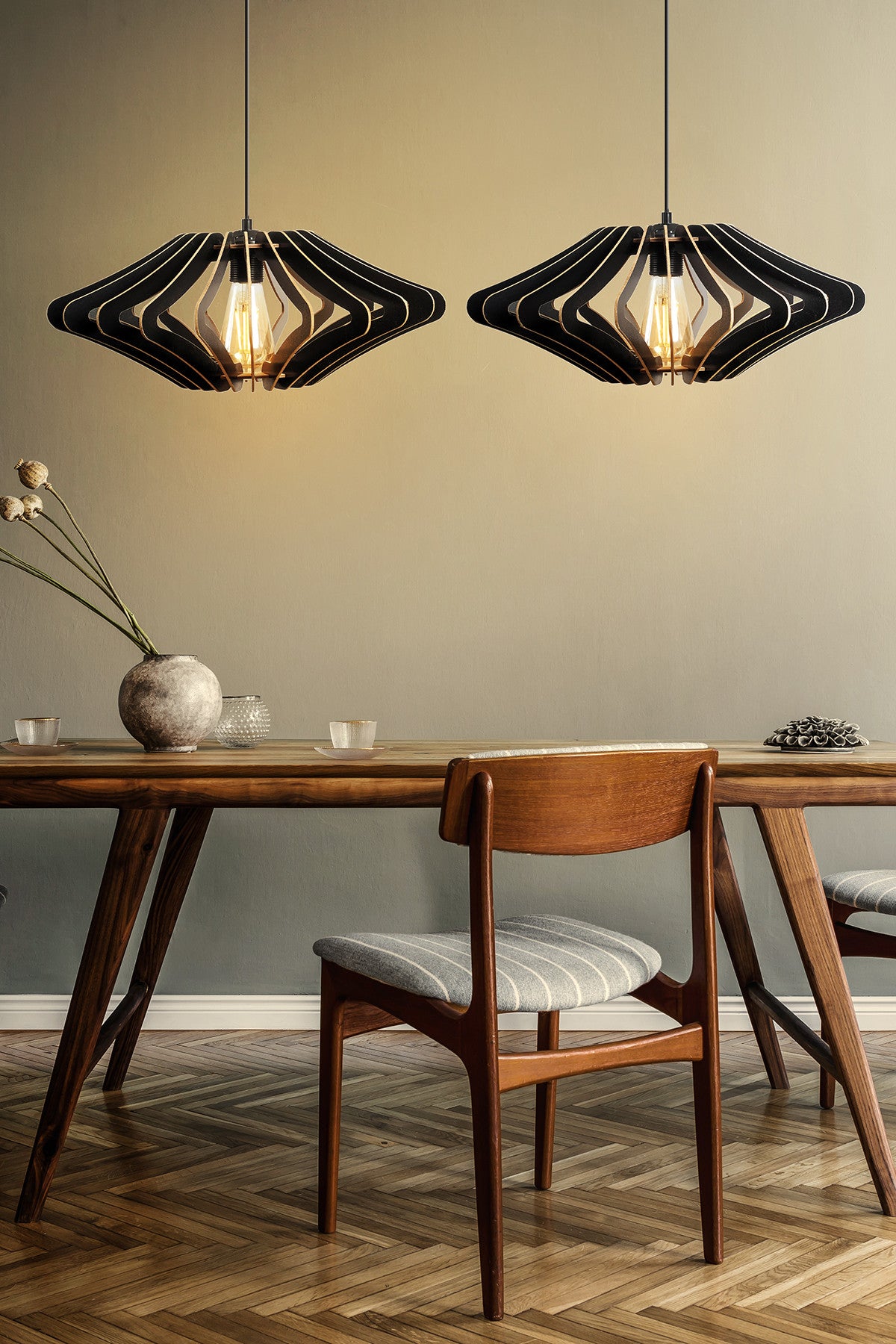 Candeeiro de Teto – 55 cm – Preto – MDF