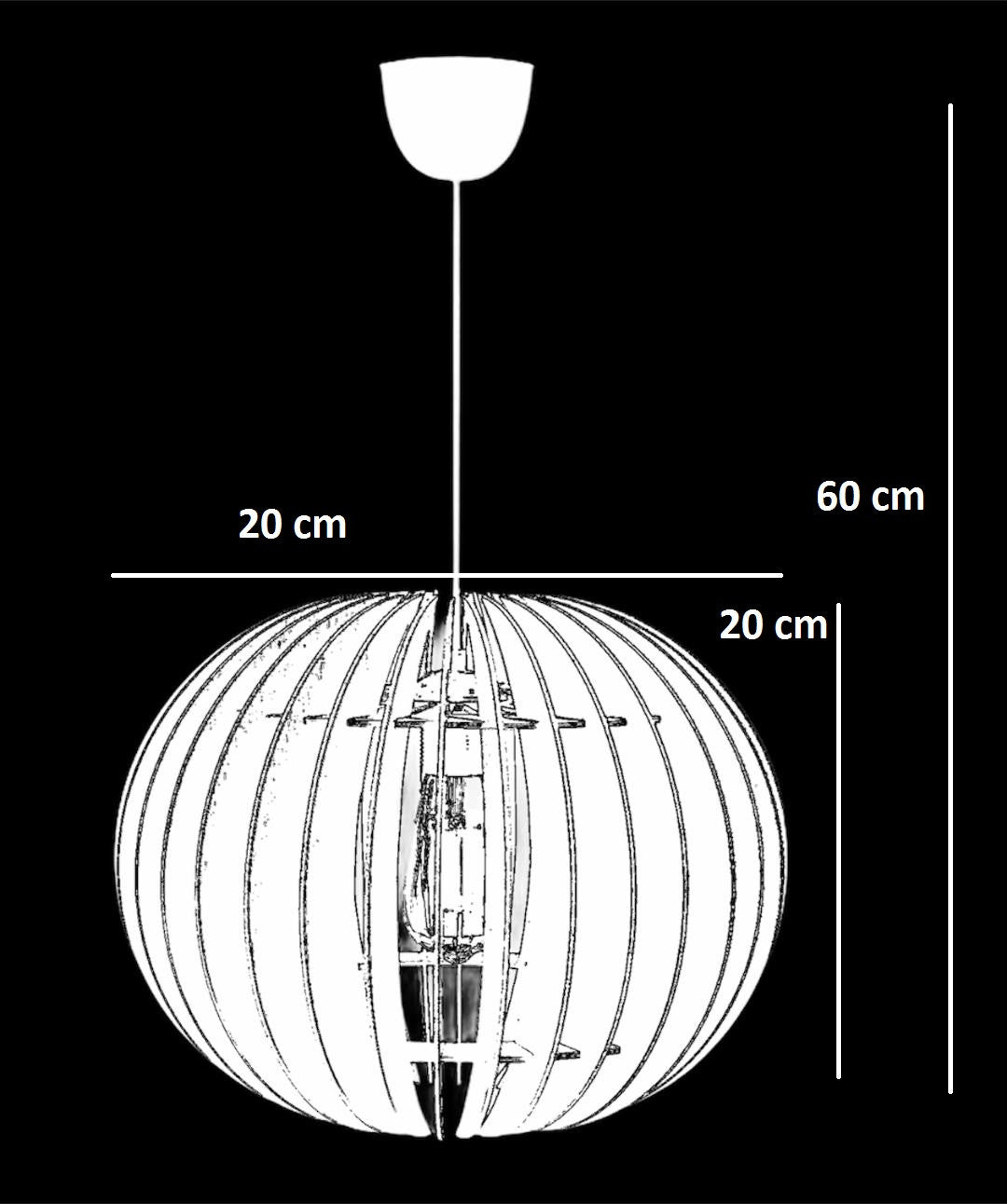 Candeeiro de Teto – 60 cm – Branco – MDF