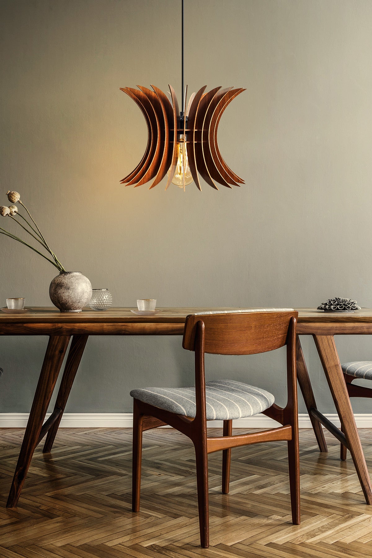 Candeeiro de Teto – 60 cm – Nogueira – MDF
