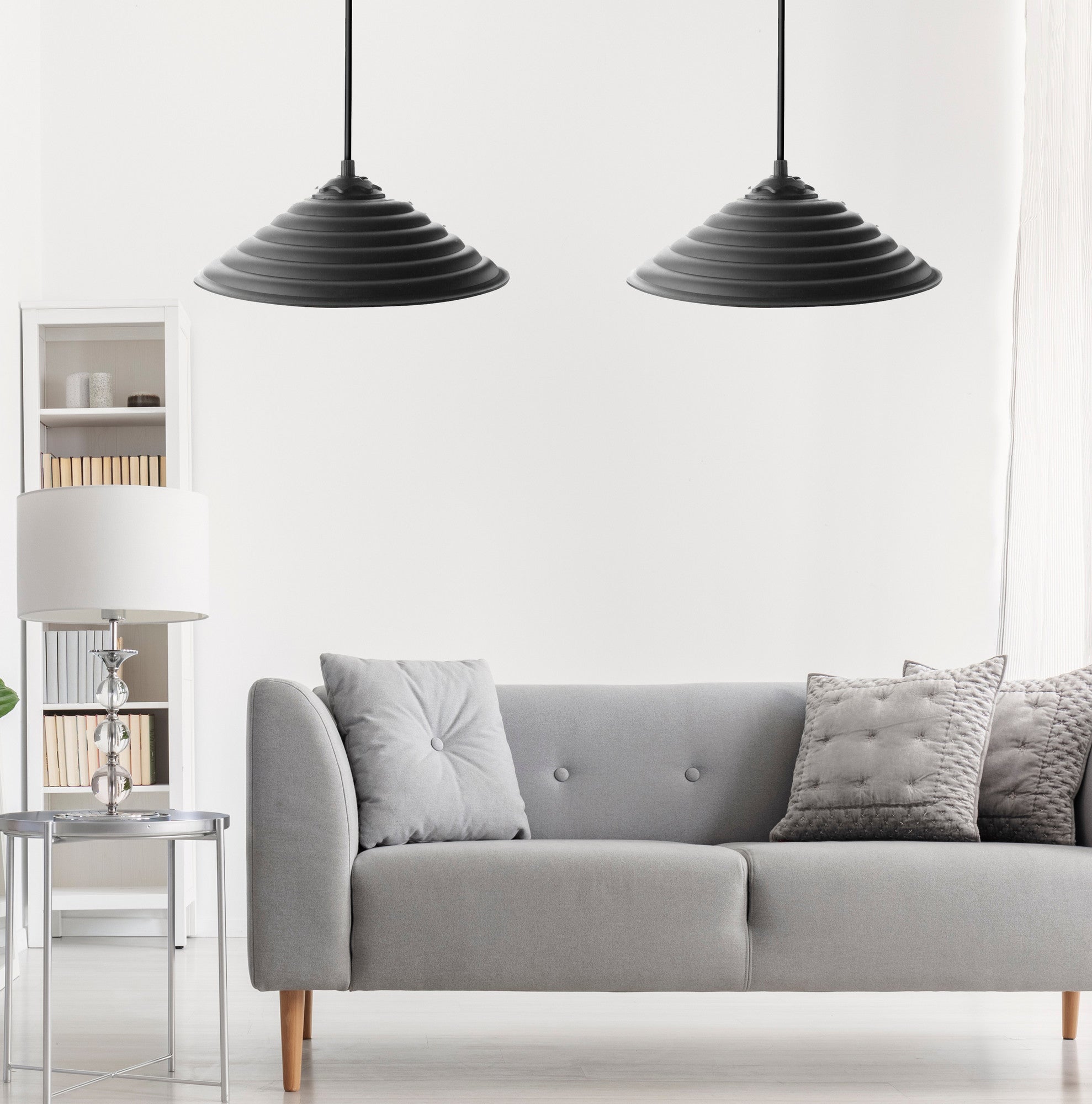 Candeeiro de Teto moderno – 50 cm – preto – ABS e policarbonato