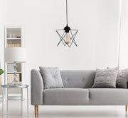 Candeeiro de Teto industrial – altura ajustável de 60 cm – preto – metal