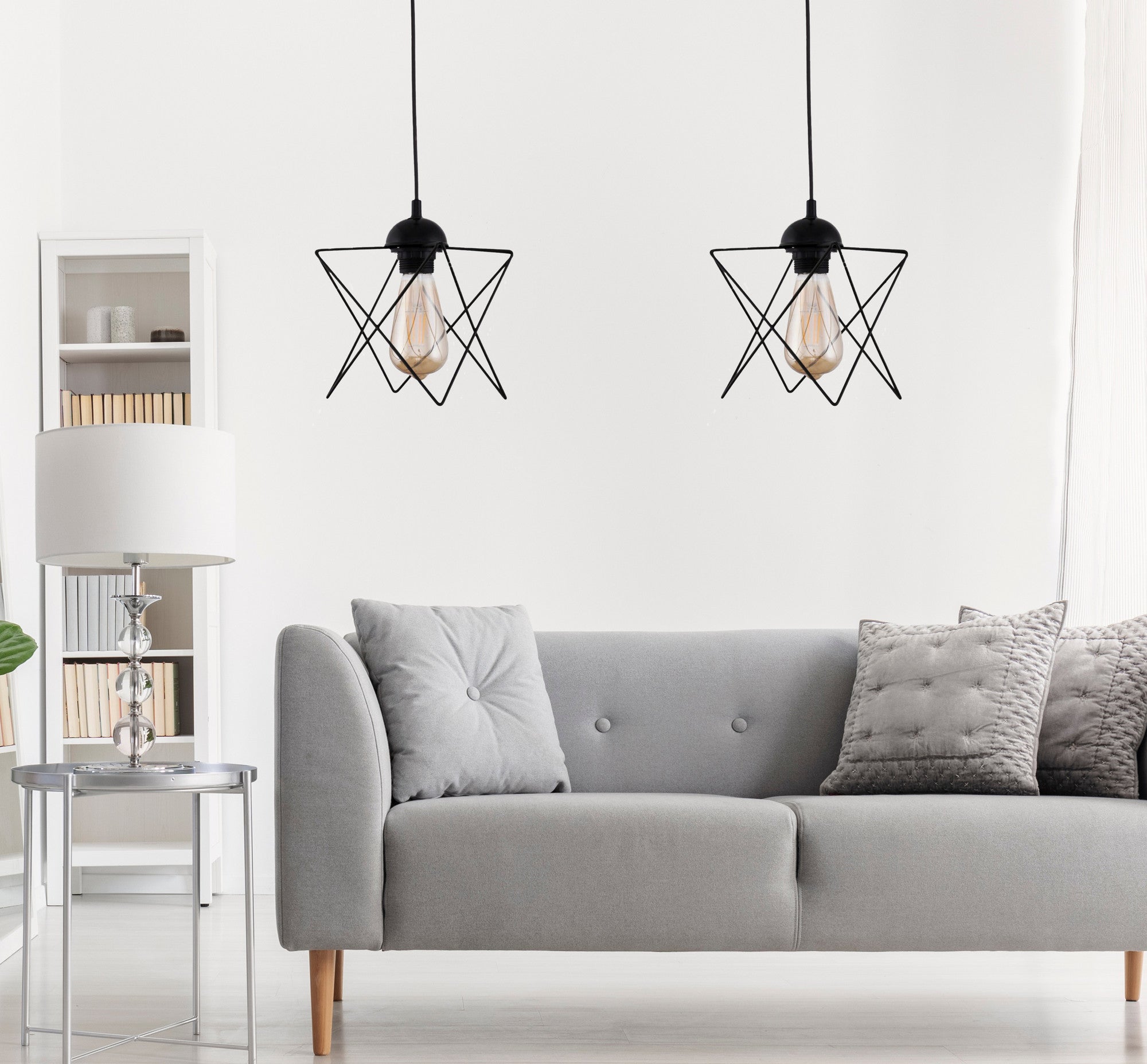 Candeeiro de Teto Industrial – Altura Ajustável 60 cm – Preto – Metal