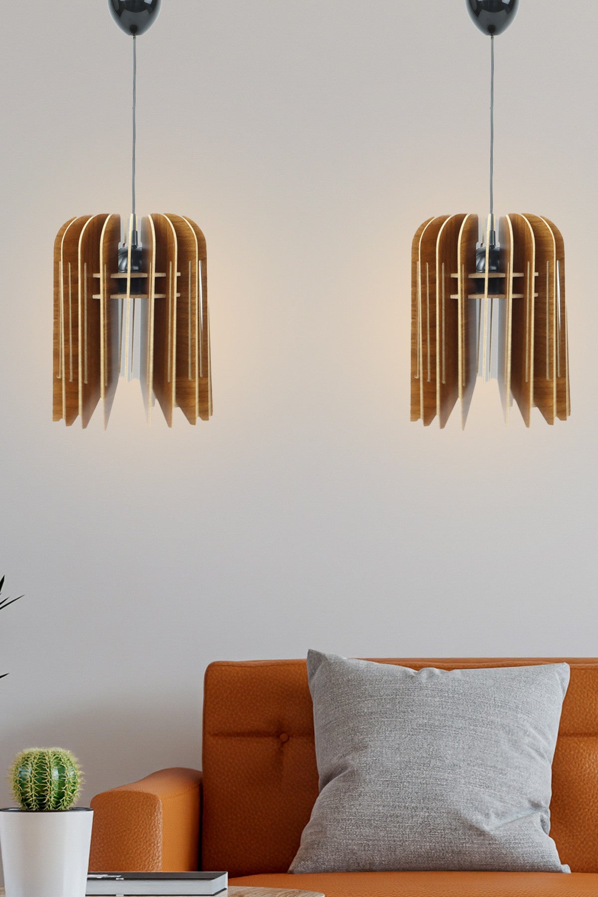 Candeeiro de Teto – 65 cm – Noz – MDF