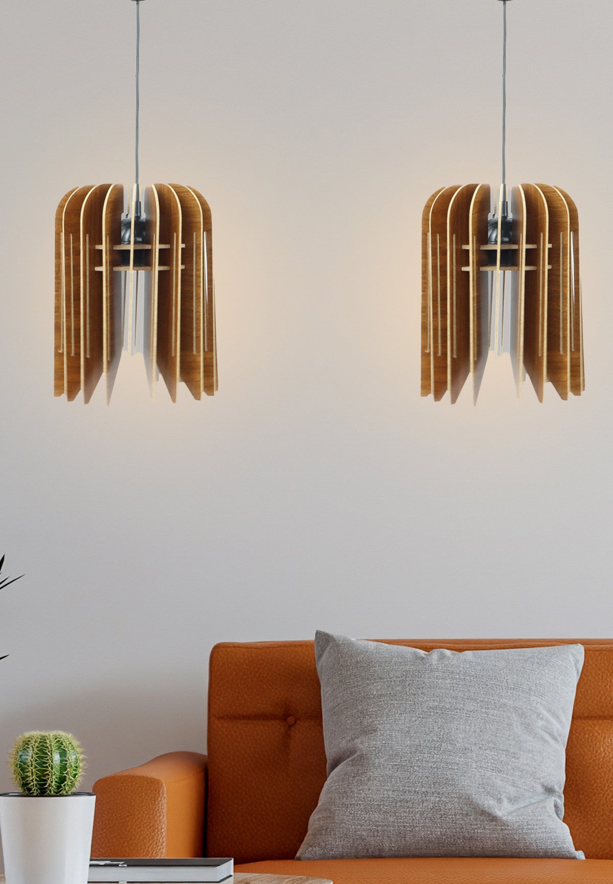 Candeeiro de Teto – 65 cm – Noz – MDF