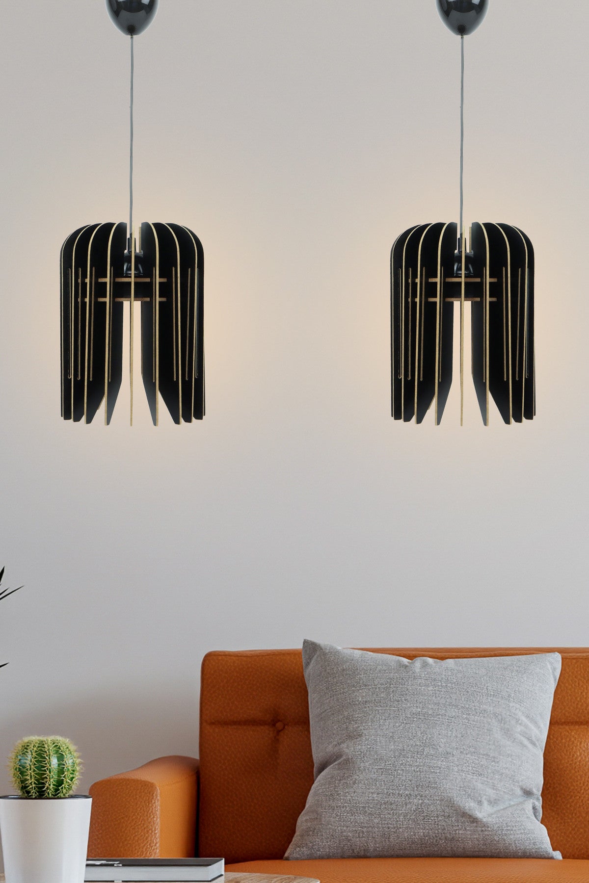 Candeeiro de Teto – 65 cm – Preto – MDF