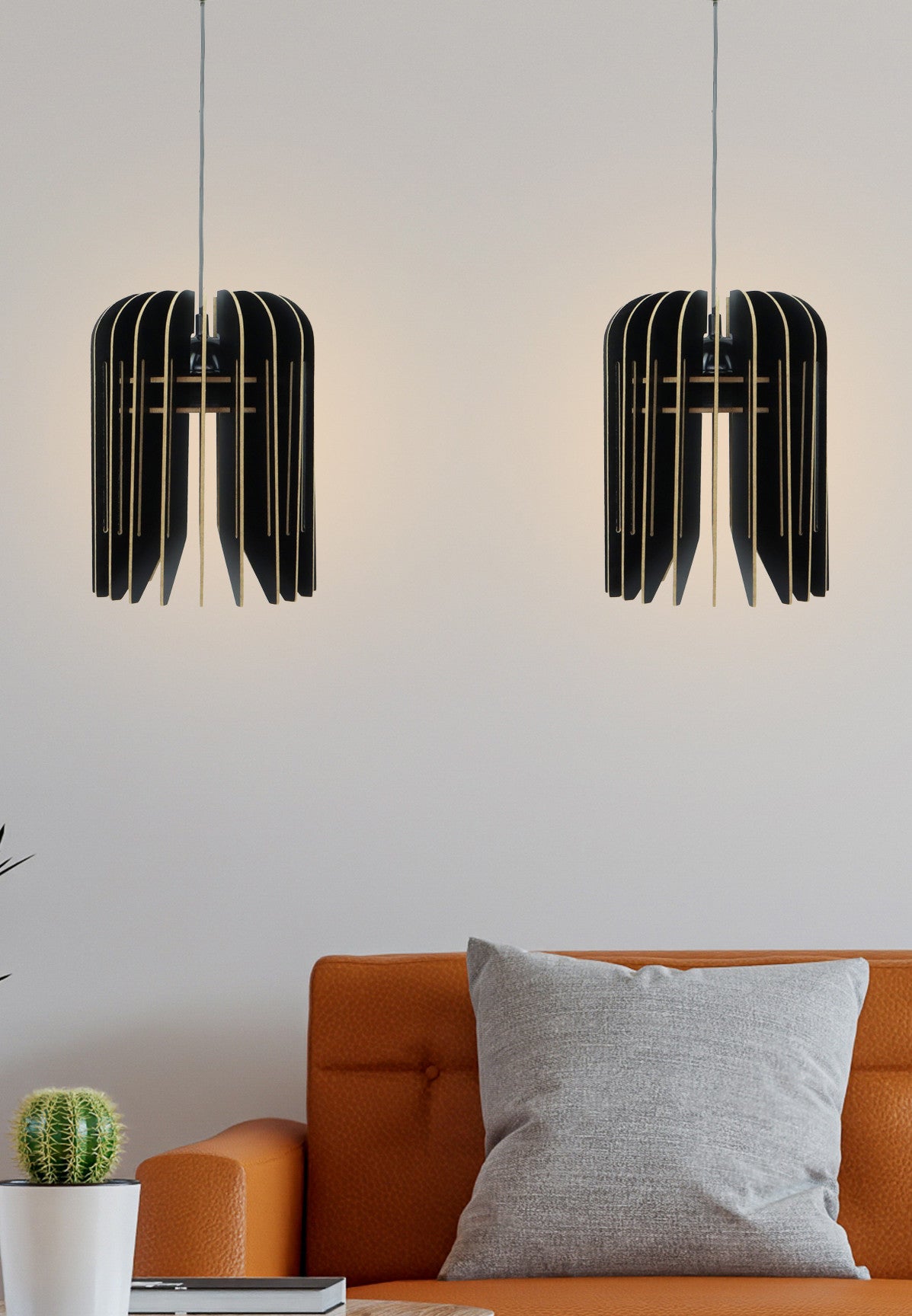 Candeeiro de Teto – 65 cm – Preto – MDF