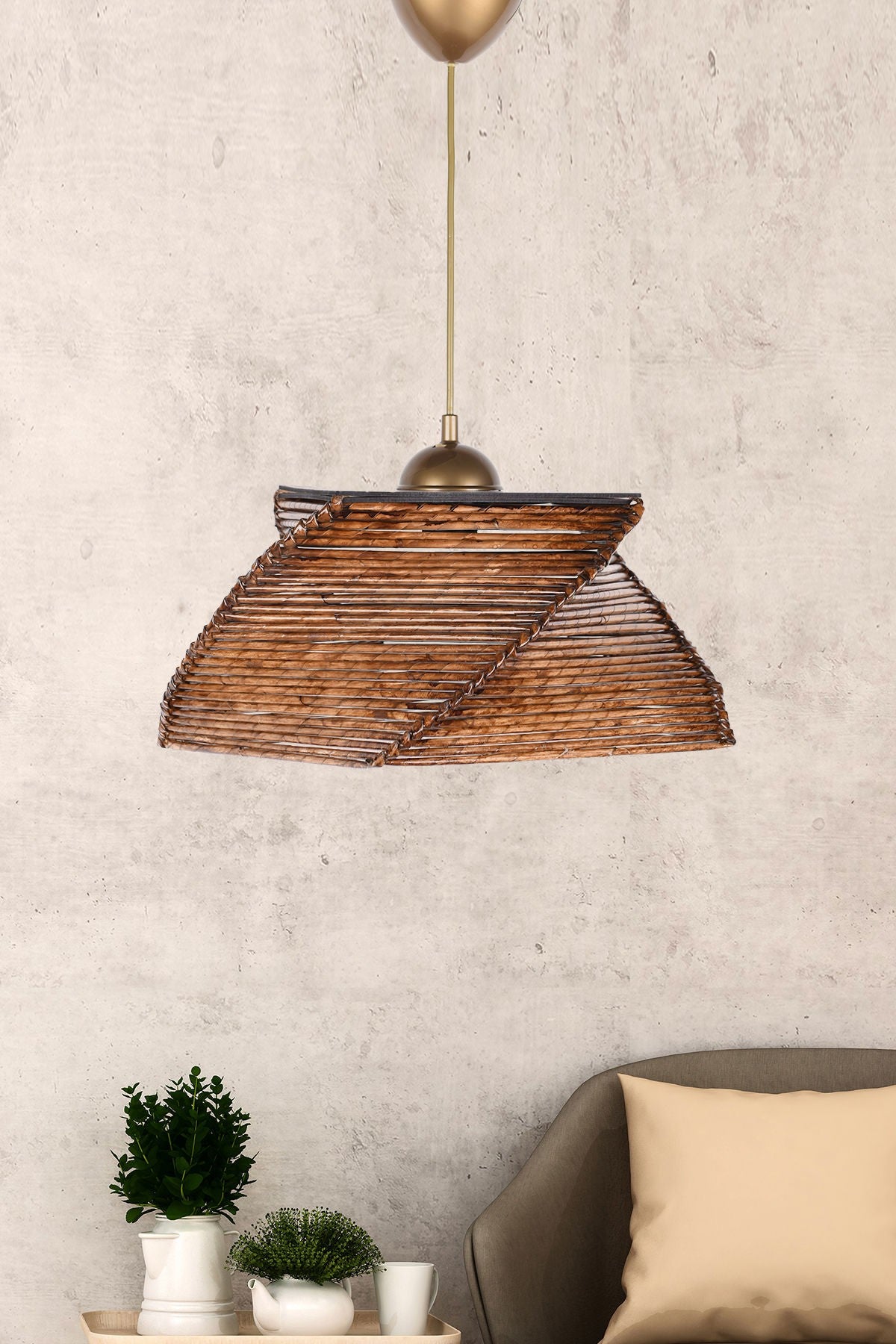 Candeeiro de Teto – 65 cm – Cor de antiquação – Madeira