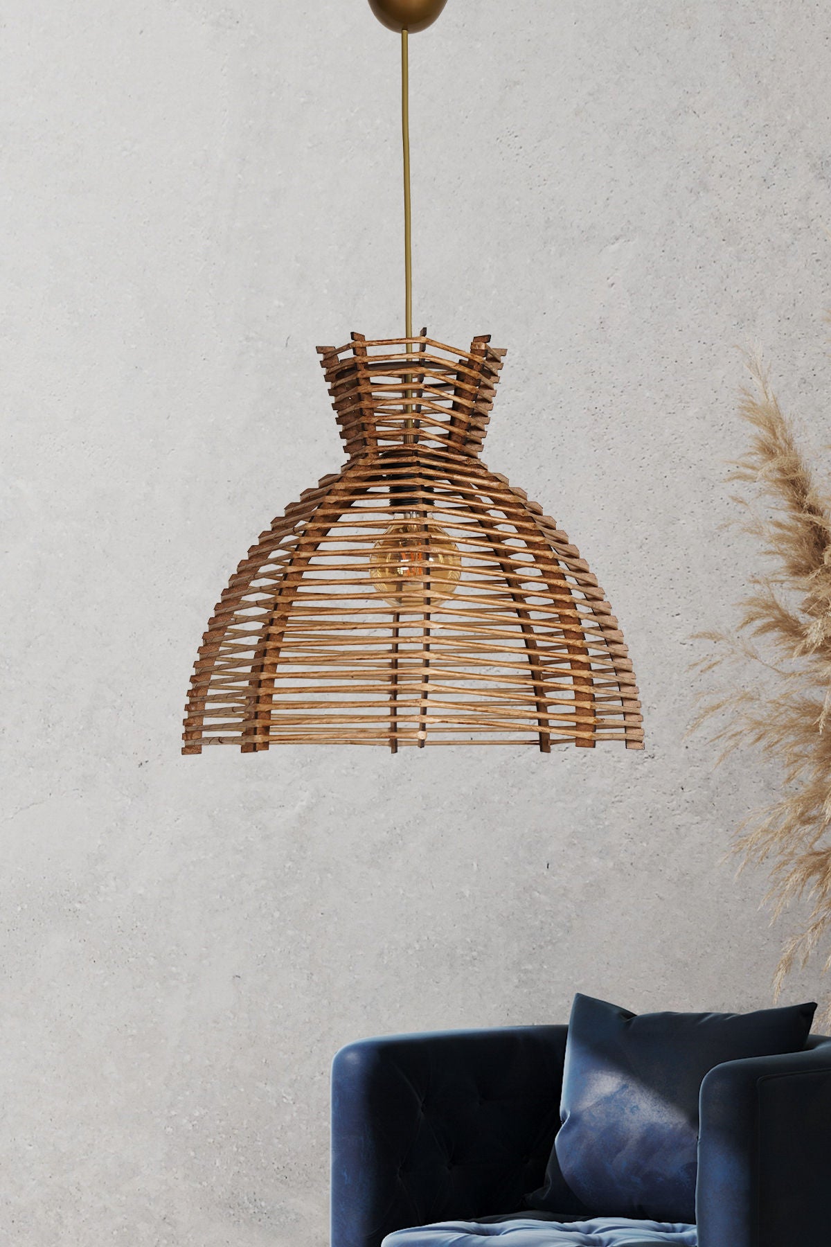 Candeeiro de Teto – 86 cm – Cor de antiguidade – Madeira