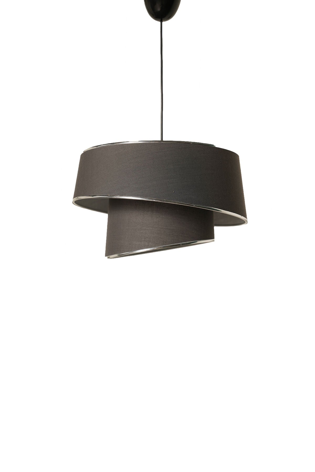 Candeeiro de Teto - 70 cm - Prata e Antracite - Metal e Tecido