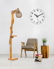 Candeeiro de Pé Rústico de Madeira – 140 cm – Natural – Madeira e Juta