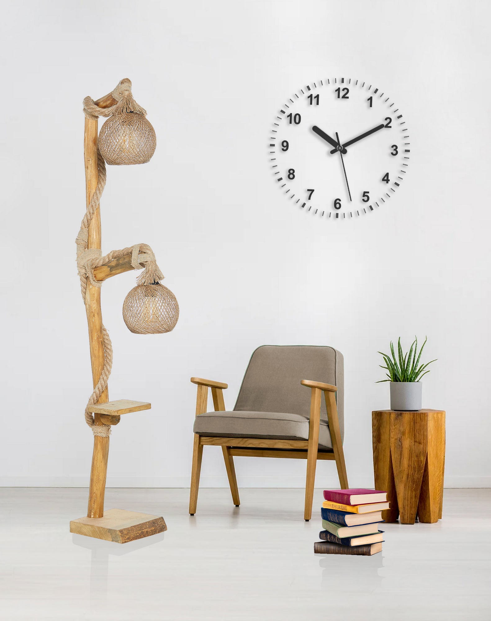 Candeeiro de Pé – 140 cm de Altura – Cor de madeira natural – Madeira