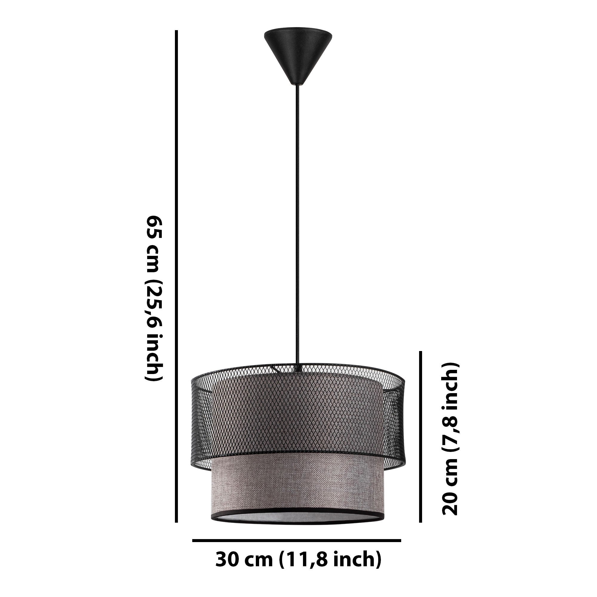 Candeeiro de Teto – 65 cm – Bege e Preto – Metal