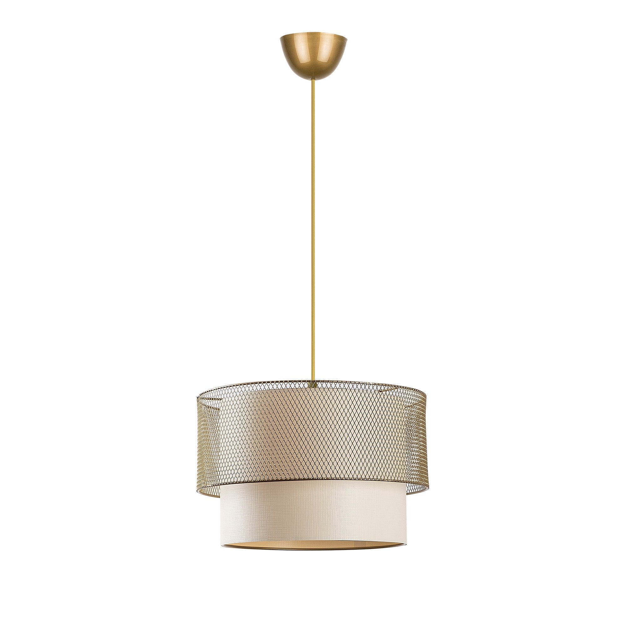 Candeeiro de Teto – 65 cm – Creme e Ouro – Metal