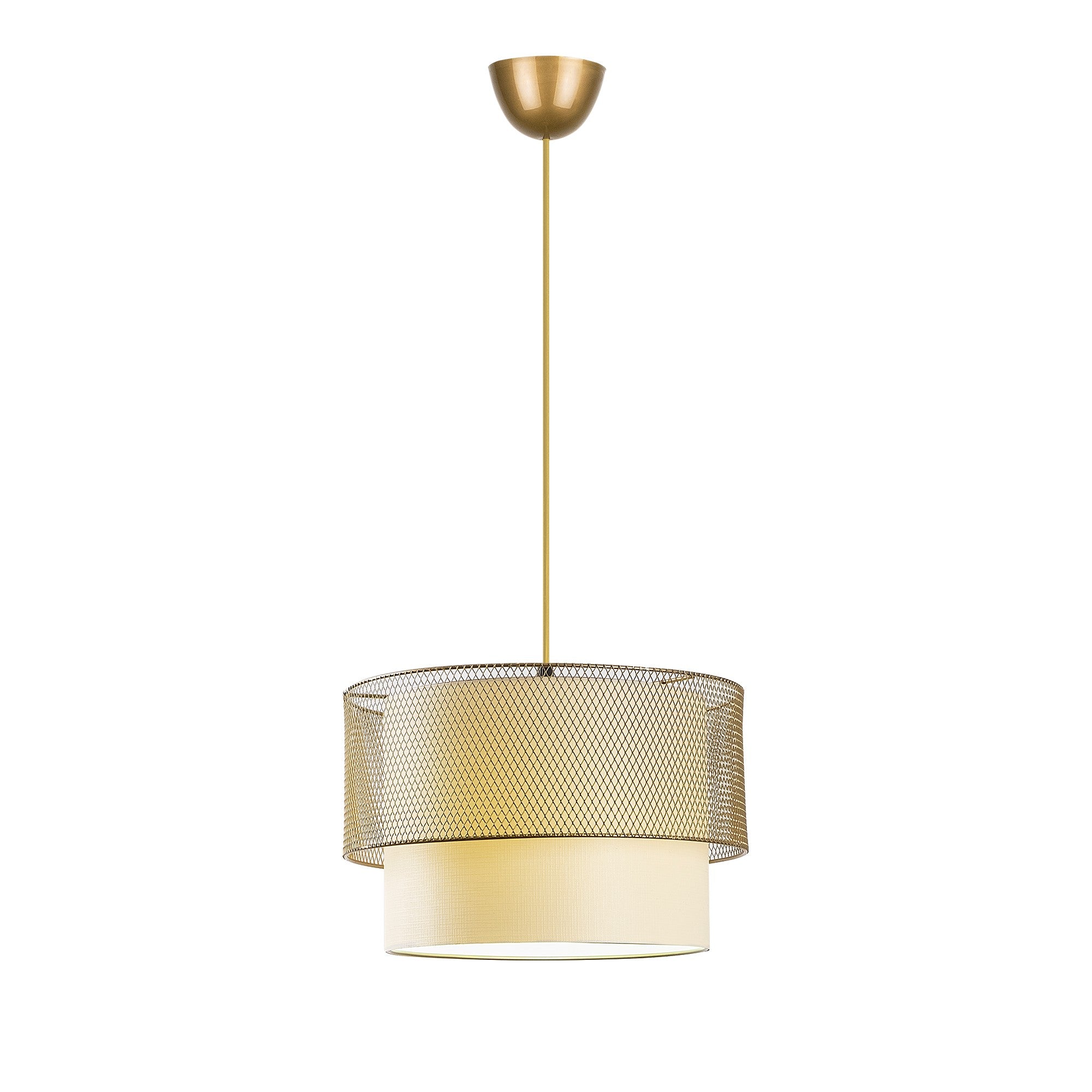 Candeeiro de Teto – 65 cm – Creme e Ouro – Metal