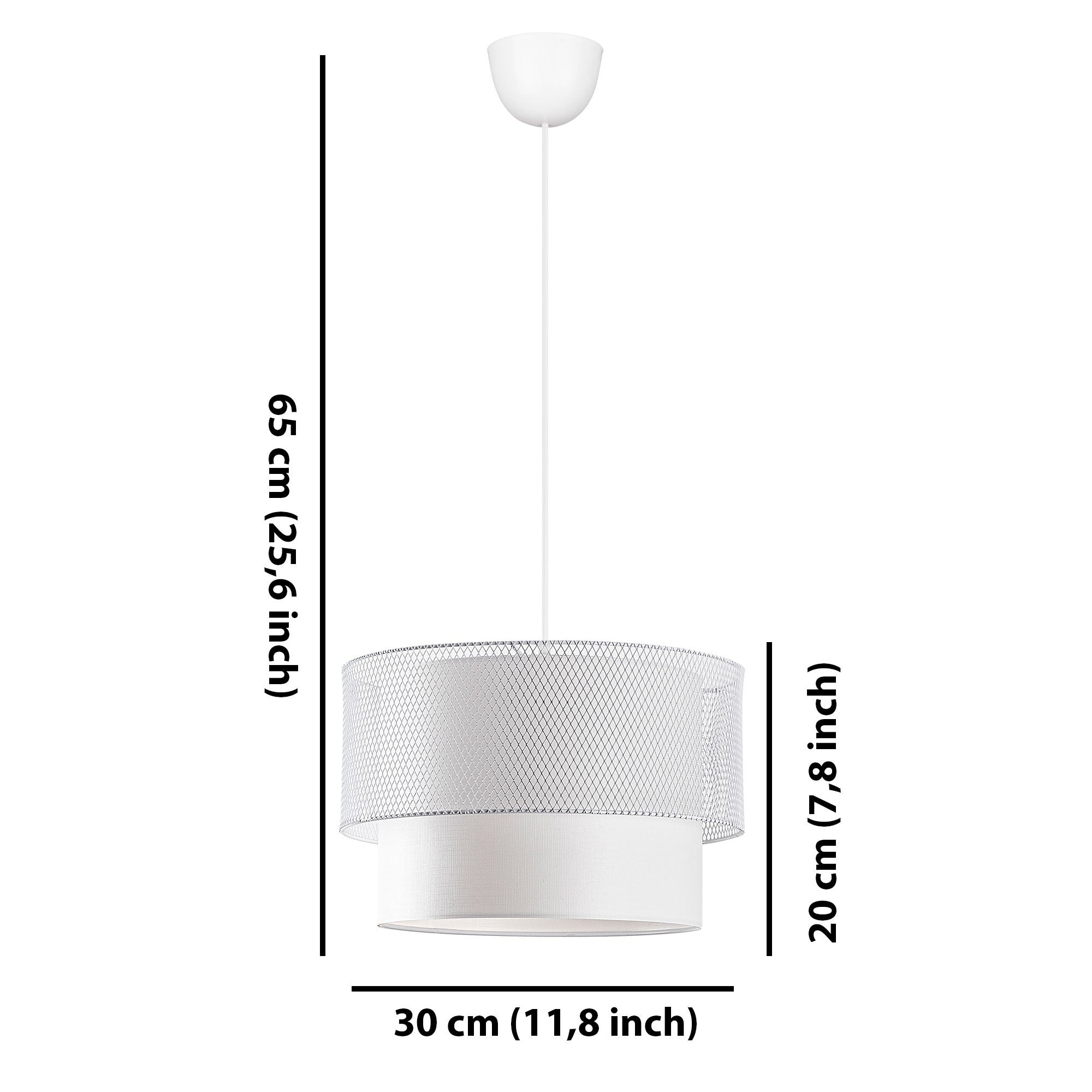 Candeeiro de Teto – 30 cm – Branco – Metal