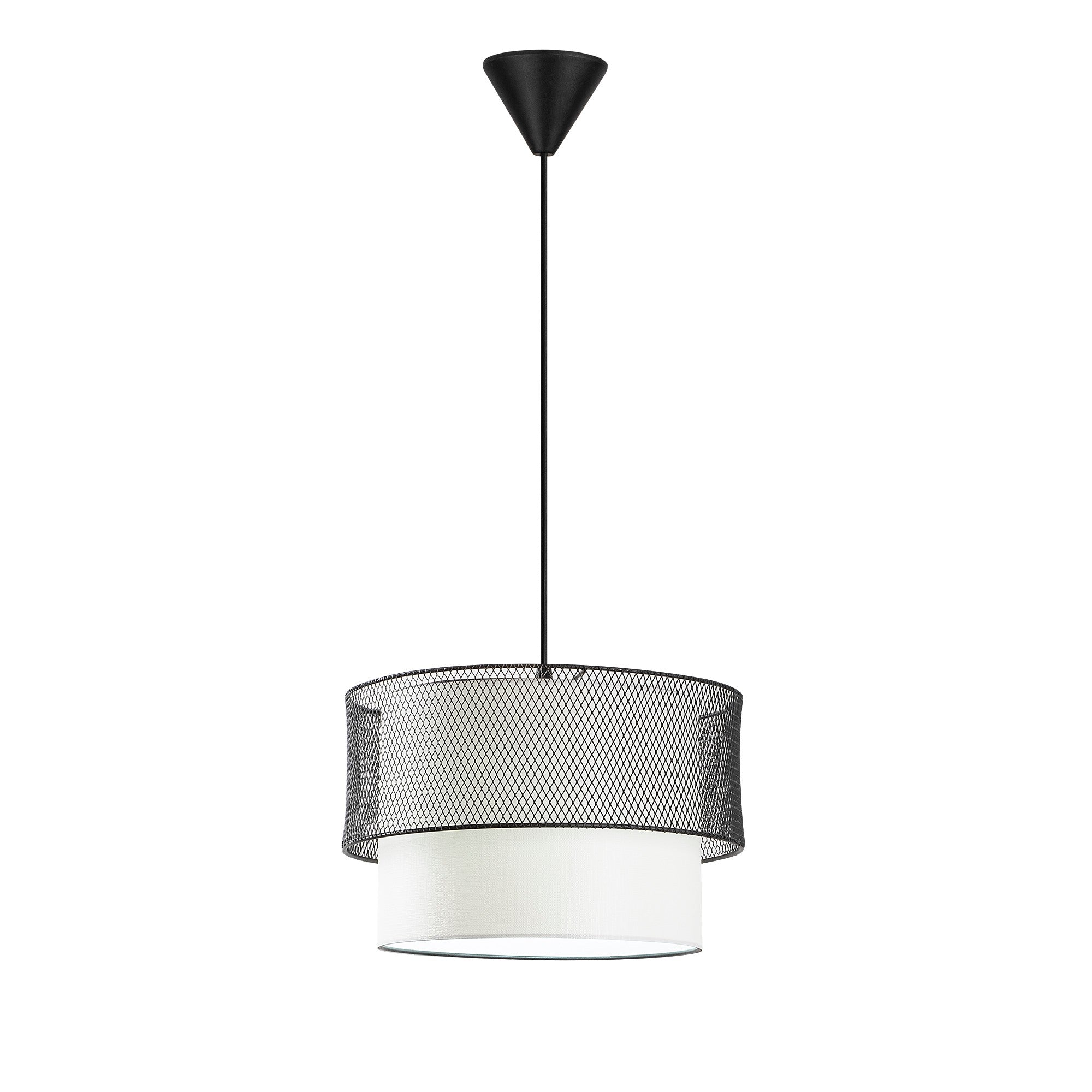 Candeeiro de Teto - 30 cm - Branco, Preto - Metal