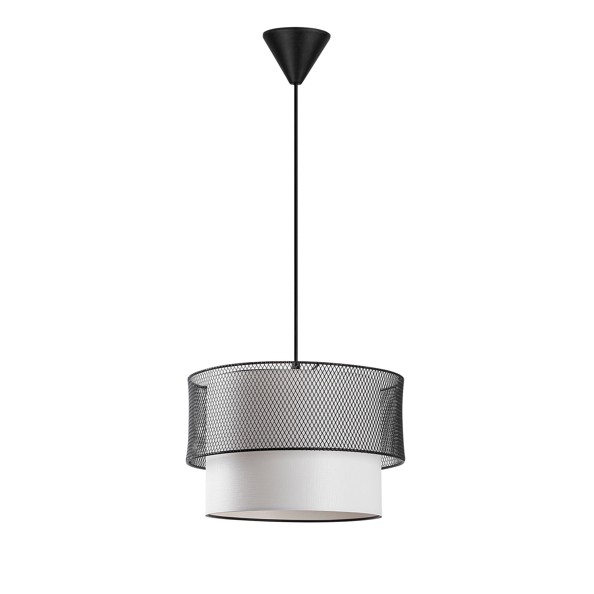 Candeeiro de Teto - 30 cm - Branco, Preto - Metal