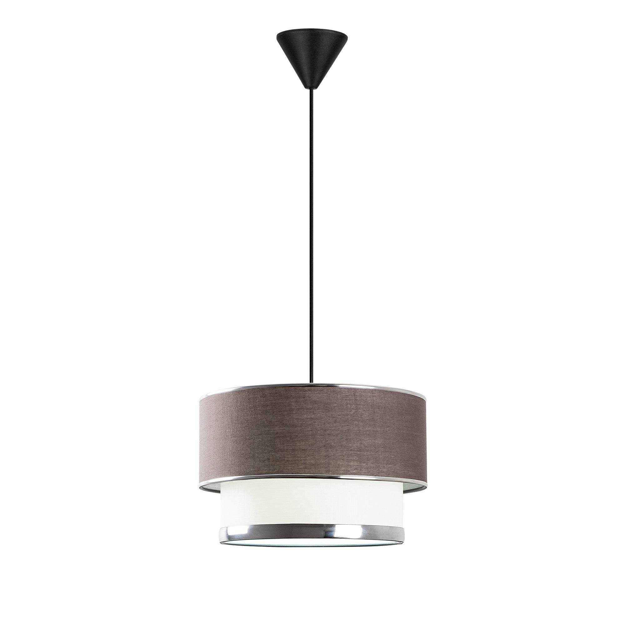 Candeeiro de Teto – 30 cm – Antracite e Prata – Metal e Algodão