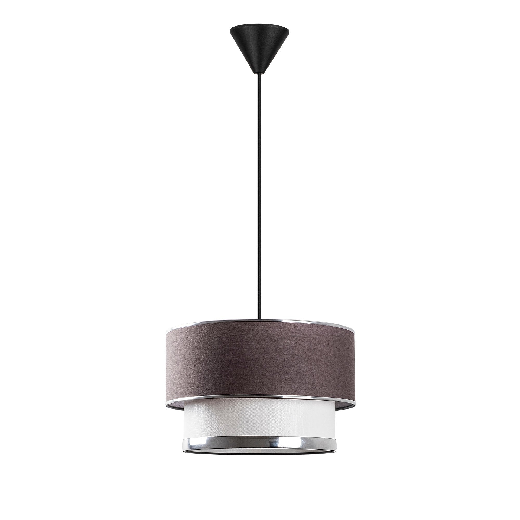Candeeiro de Teto – 30 cm – Antracite e Prata – Metal e Algodão